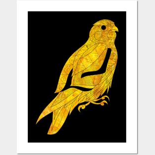 peregrine falcon in golden pattern ecopop Posters and Art